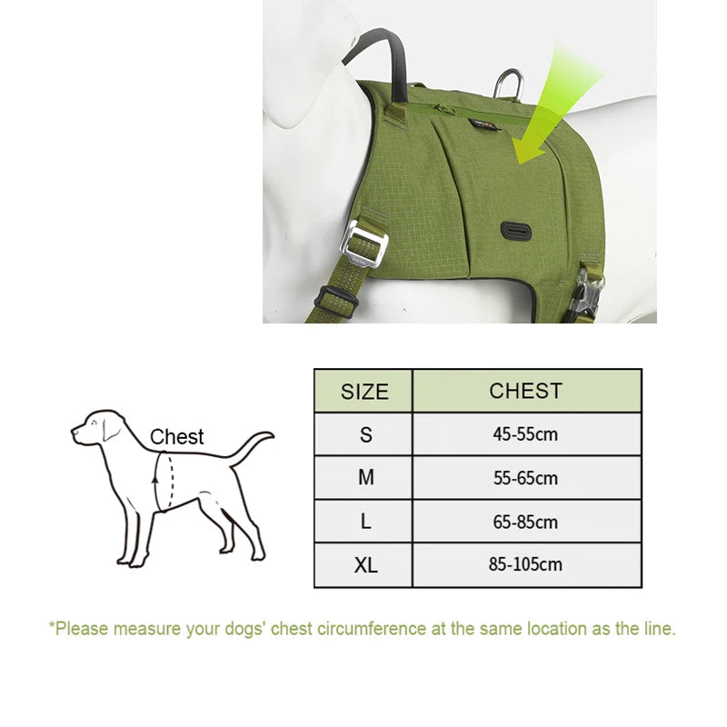 Dog Backpack Pet Harness Manufacturer Adjustable Tactical Handle Full Body Dog Vest for Hiking Training Outdoor TLB2251