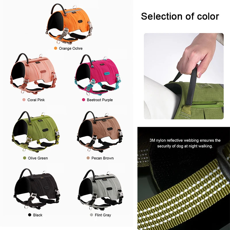 Dog Backpack Pet Harness Manufacturer Adjustable Tactical Handle Full Body Dog Vest for Hiking Training Outdoor TLB2251